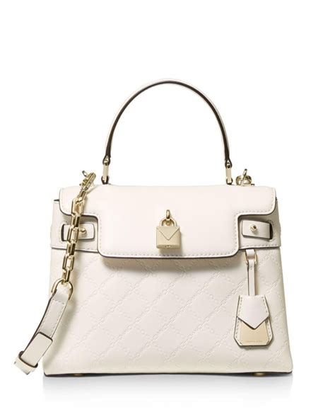 michael michael kors gramercy polished leather satchel|Michael Kors white manhattan bag.